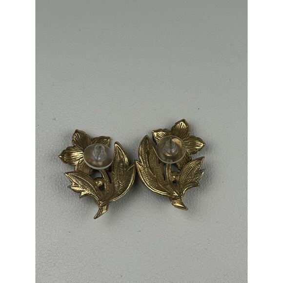 Avon Vintage Brooch & Pierced Earring Set Rich Christmas Faux Pearl Red Green - Picture 4 of 11